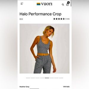 Vuori Halo Performance Crop Tank Gray S